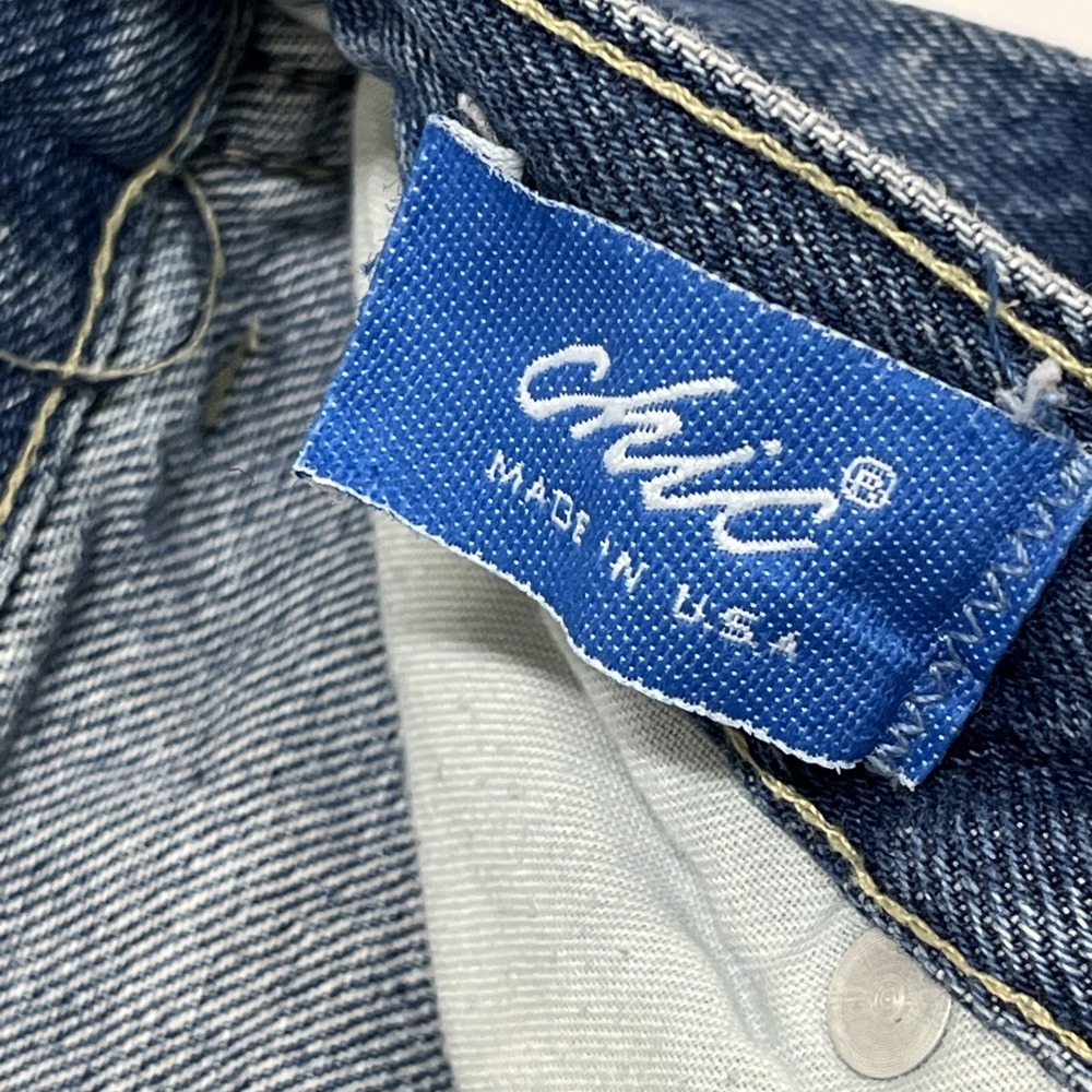 Vintage Chic by h.i.s. High Waisted Mom Jeans Blue Tapered Raw Hem USA Made 12P - Picture 8 of 11